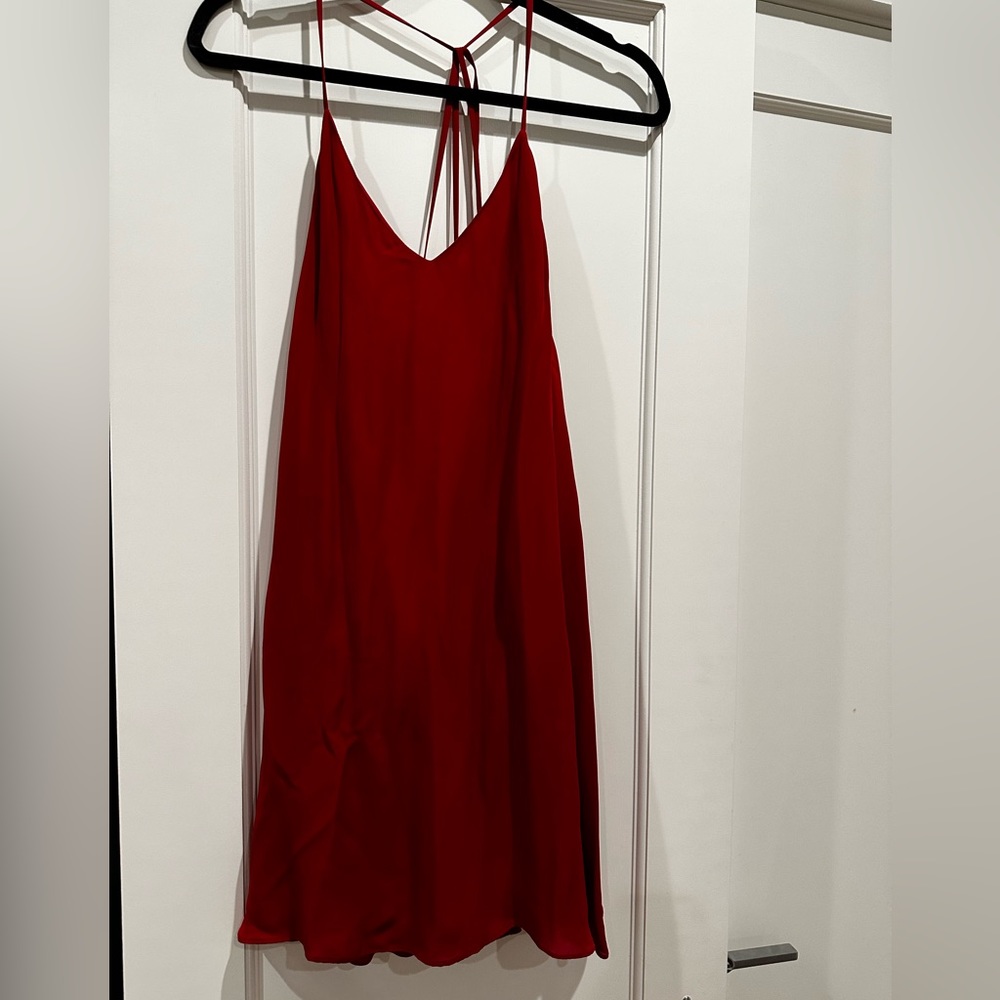 Alice + Olivia red silk halter mini dress size 6